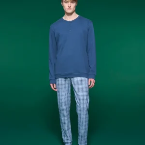 Pigiama a serafino in interlock di caldo cotone - Fant. Lavender Lustre