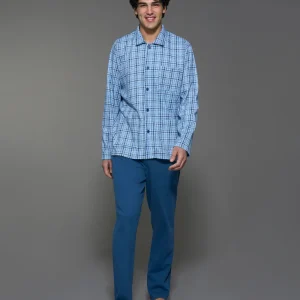 Pigiama aperto in interlock di caldo cotone - Fant. Lavender Lustre