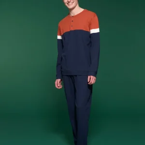 Pigiama a serafino in in interlock di cotone - Fant. Burnt Brick