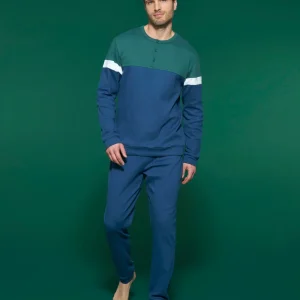 Pigiama a serafino in in interlock di cotone - Fant. Bistro Green