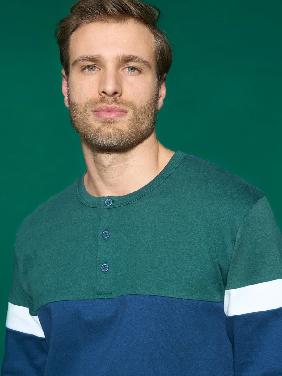 Pigiama a serafino in in interlock di cotone - Fant. Bistro Green - immagine 4