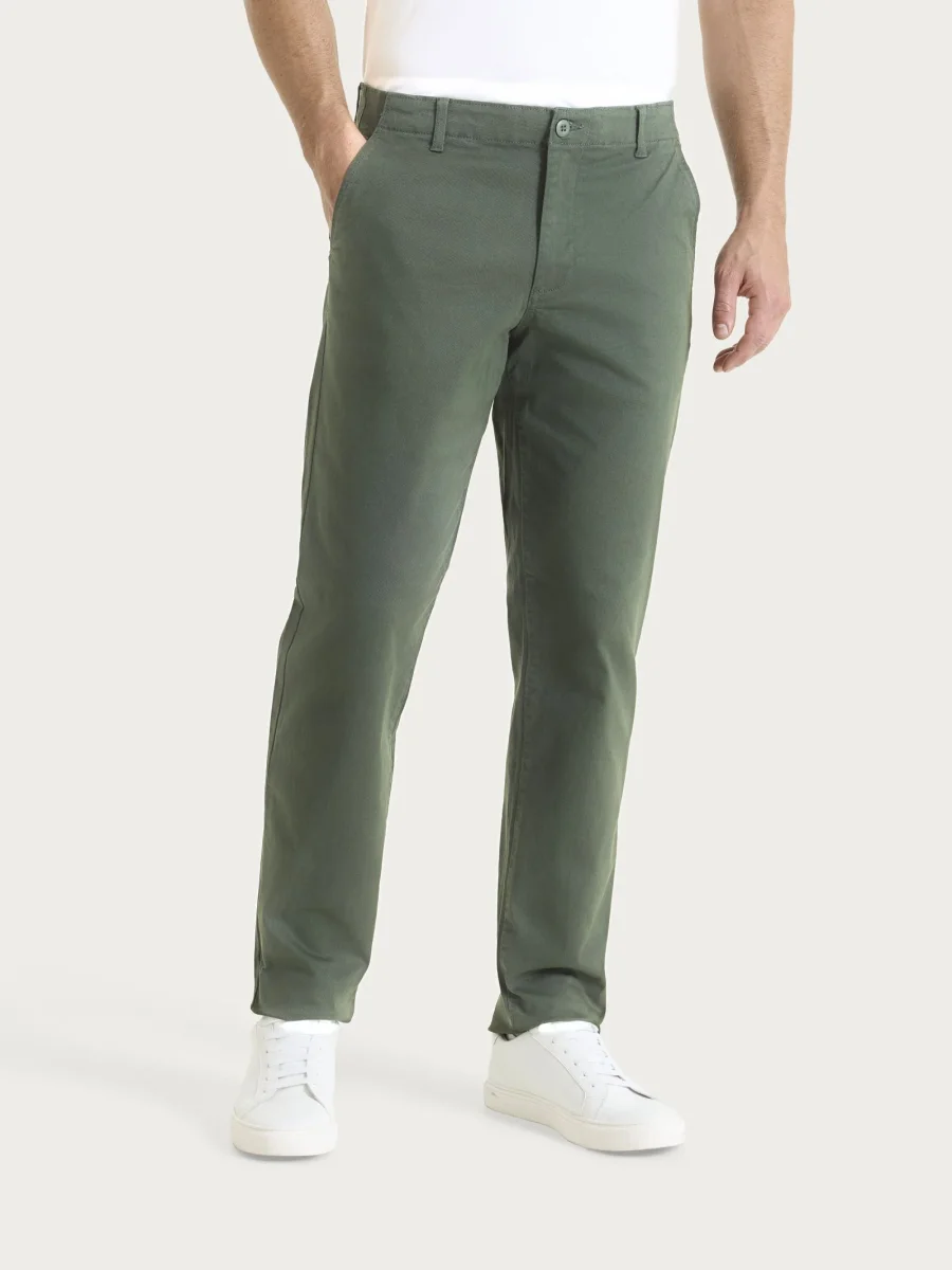 Pantalone con tasche america in Raw Twill di Cotone - Deep Lichen Green