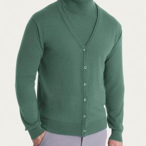 Cardigan a maglia unita in Merino Soft - Dark Forest