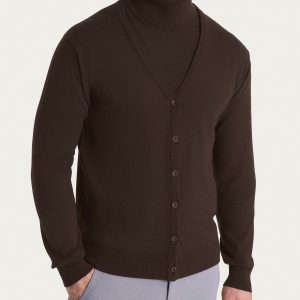 Cardigan a maglia unita in Merino Soft - Chocolate Torte