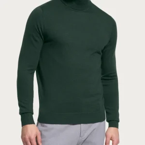 Dolcevita a maglia unita in Merino Soft -  Kombu Green