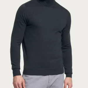 Dolcevita a maglia unita in Merino Soft - Black Oyster