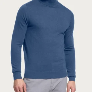 Dolcevita a maglia unita in Merino Soft - Gray Blue
