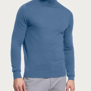 Dolcevita a maglia unita in Merino Soft - Colony Blue