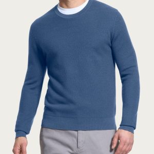 Pull girocollo Punto Links in Merino Soft - Gray Blue