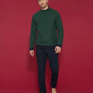 Pigiama in fantasia con collo a vulcano in Cotton Eco Pile - Fant.Outer Space