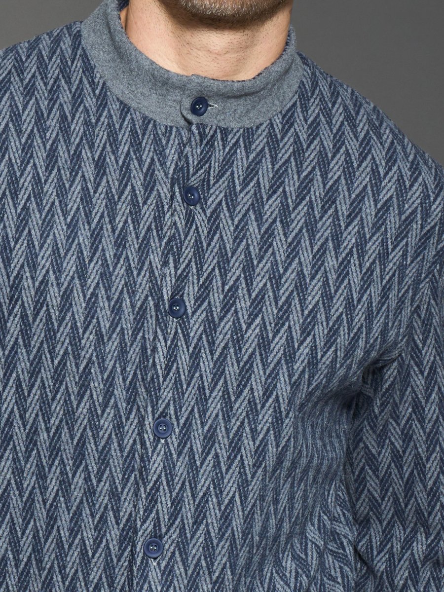 Pigiama aperto spigato in Cotton Eco Pile - Fant. Indigo Mel. - immagine 4