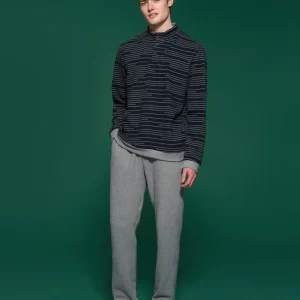 Pigiama a collo alto con righe alternate in Cotton Eco Pile - Fant.Fucile Mel.