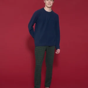 Pigiama a serafino in fantasia in Cotton Eco Pile - Fant.Smeraldo