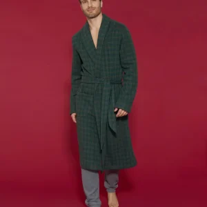 Vestaglia lunga da camera in Cotton Eco Pile - Fant.Smeraldo