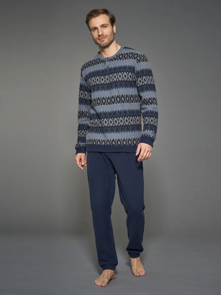 Pigiama a serafino in Cotton Eco Pile - Fant.Fucile Mel. - immagine 2