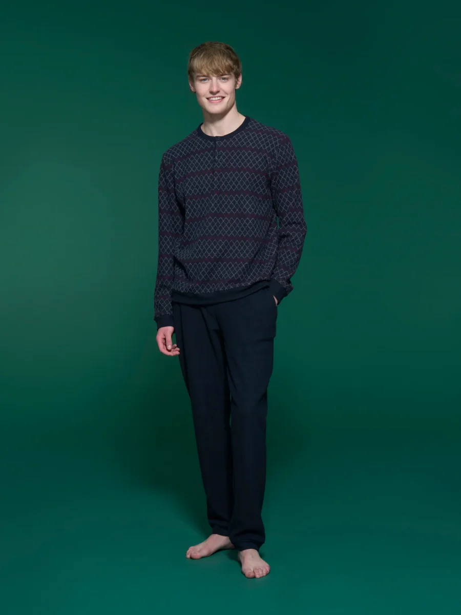 Pigiama a serafino in Cotton Eco Pile - Fant.Outer Space