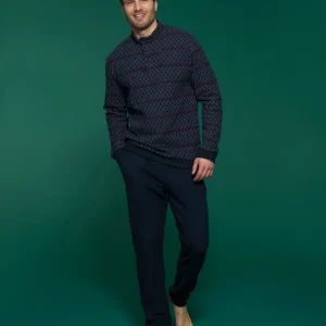 Pigiama con collo a vulcano in fantasia in Cotton Eco Pile - Fant.Outer Space