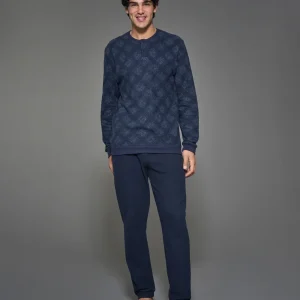 Pigiama tartan a serafino in Cotton Eco Pile - Fant.Delave' Mel.