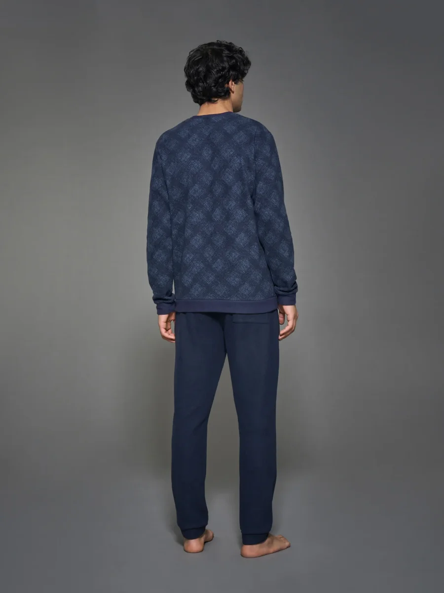 Pigiama tartan a serafino in Cotton Eco Pile - Fant.Delave' Mel. - immagine 3