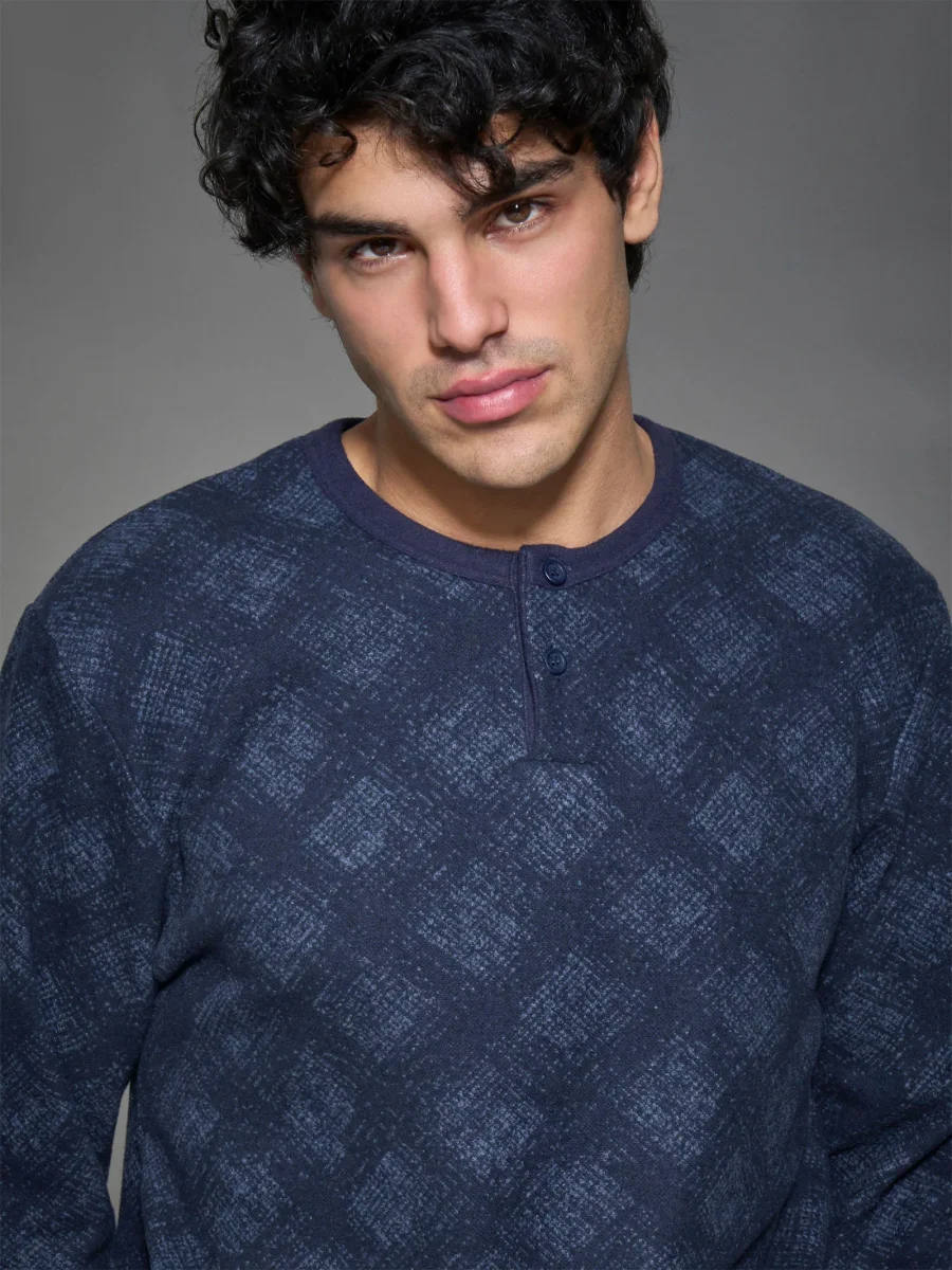 Pigiama tartan a serafino in Cotton Eco Pile - Fant.Delave' Mel. - immagine 4