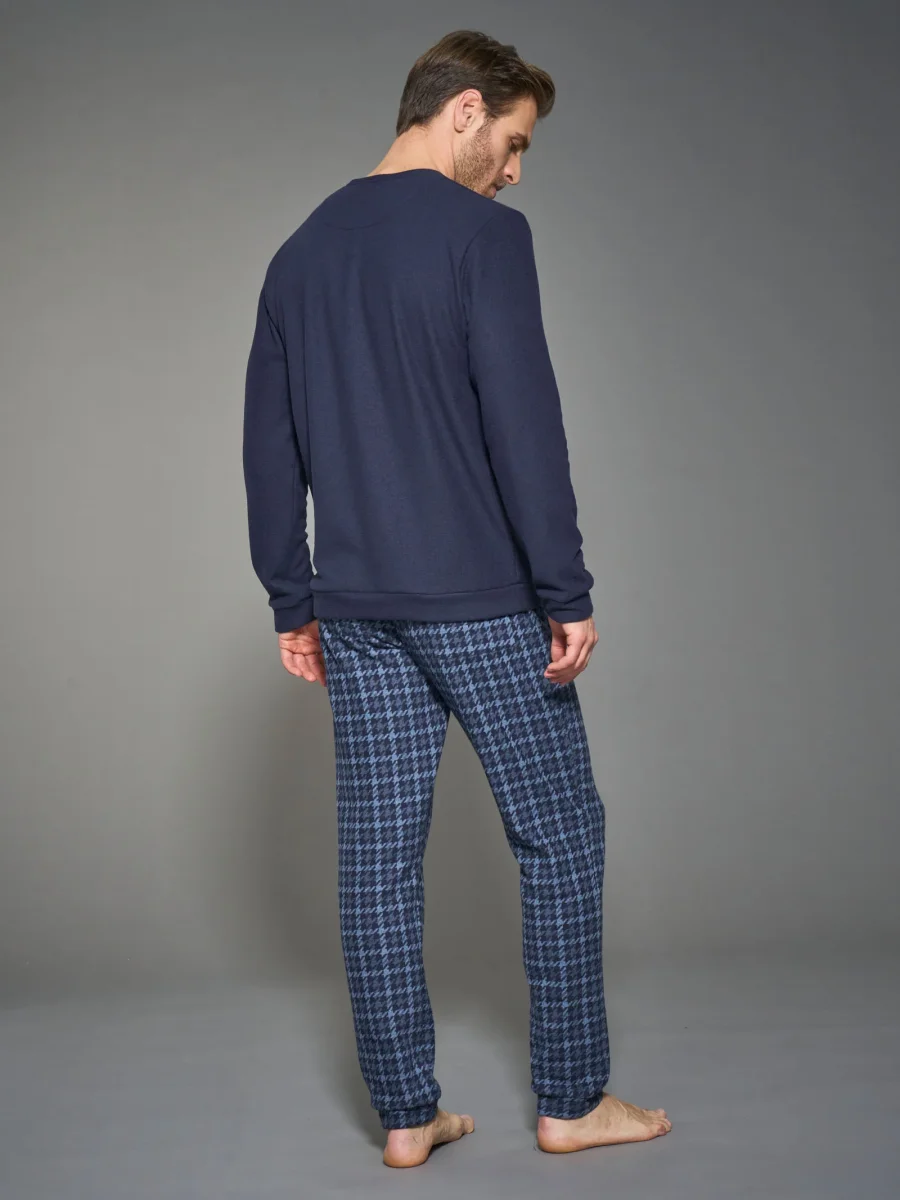 Pigiama serafino con pied de poule in Cotton Eco Pile - Fant.Tenebre - immagine 3