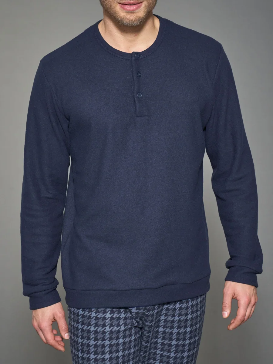 Pigiama serafino con pied de poule in Cotton Eco Pile - Fant.Tenebre - immagine 4