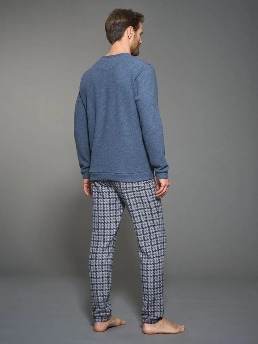 Pigiama serafino con pied de poule in Cotton Eco Pile - Fant. Terra - immagine 3