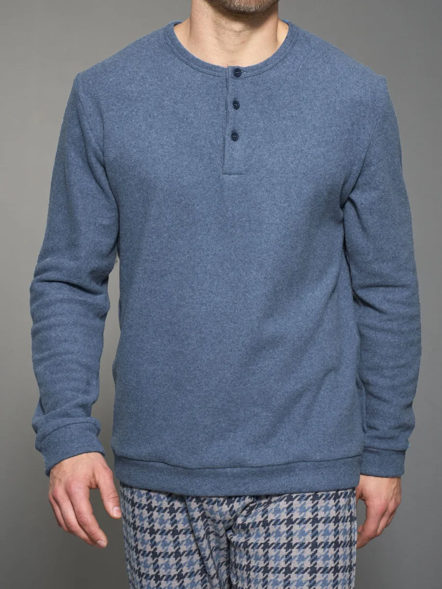 Pigiama serafino con pied de poule in Cotton Eco Pile - Fant. Terra - immagine 4