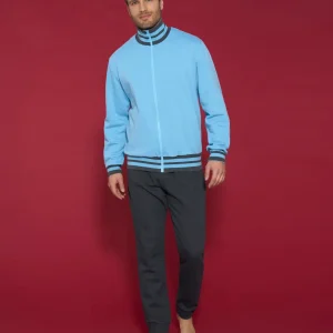 Tuta felpata collo alto in morbido misto cotone - Fant. Dusk Blue