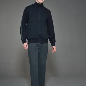 Tuta felpata collo alto in morbido misto cotone - Fant.Nero