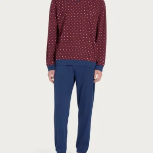 Pigiama a serafino con stile cravattier in Jersey di Cotone - Fant. Biking Red  Cravatier