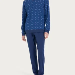 Pigiama a serafino con stile cravattier in Jersey di Cotone - Fant. Naval Academy Cravatier