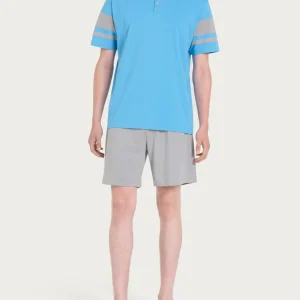 Pigiama corto a serafino con dettagli in Jersey di Cotone - Fant. Azure Blue