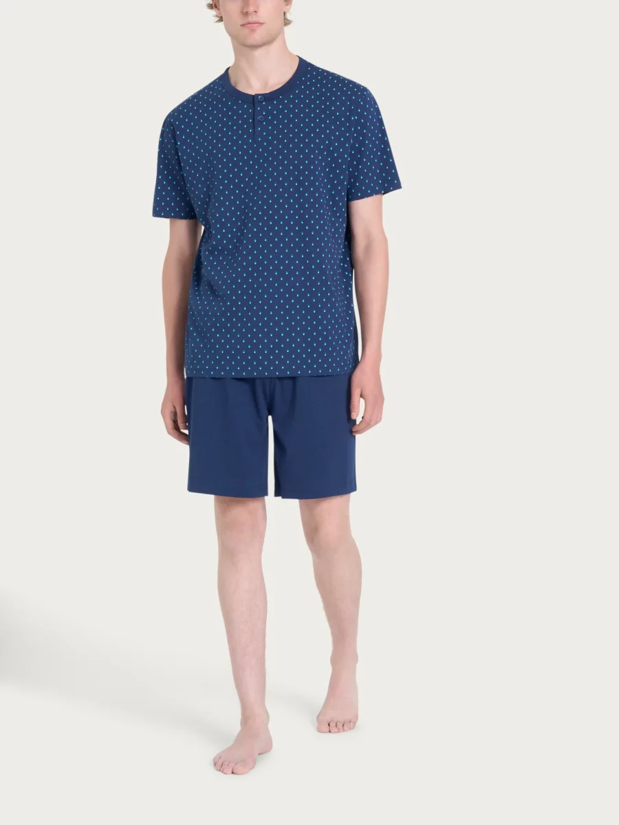 Pigiama corto a serafino con stile geometrico in Jersey di Cotone 58-60 - Fant. Naval Academy