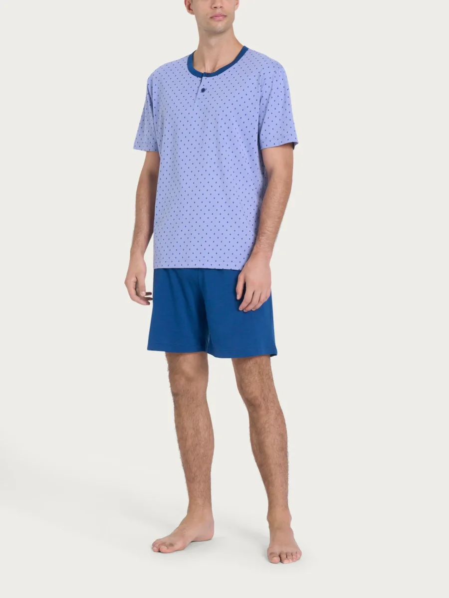 Pigiama corto a serafino con stile geometrico in Jersey di Cotone 58-60 - Fant. Purple Impression - immagine 2