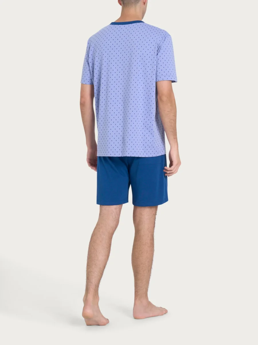 Pigiama corto a serafino con stile geometrico in Jersey di Cotone 58-60 - Fant. Purple Impression - immagine 3