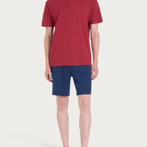 Pigiama corto a serafino con stile geometrico in Jersey di Cotone 58-60 - Fant. Biking Red