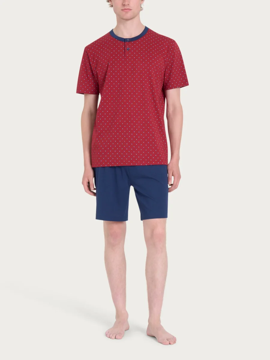 Pigiama corto a serafino con stile geometrico in Jersey di Cotone 58-60 - Fant. Biking Red - immagine 2