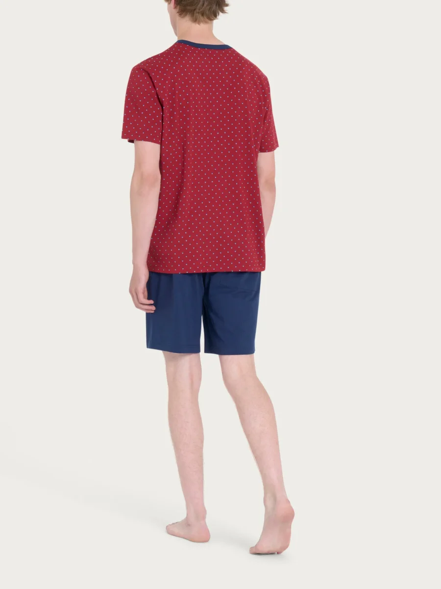 Pigiama corto a serafino con stile geometrico in Jersey di Cotone 58-60 - Fant. Biking Red - immagine 3