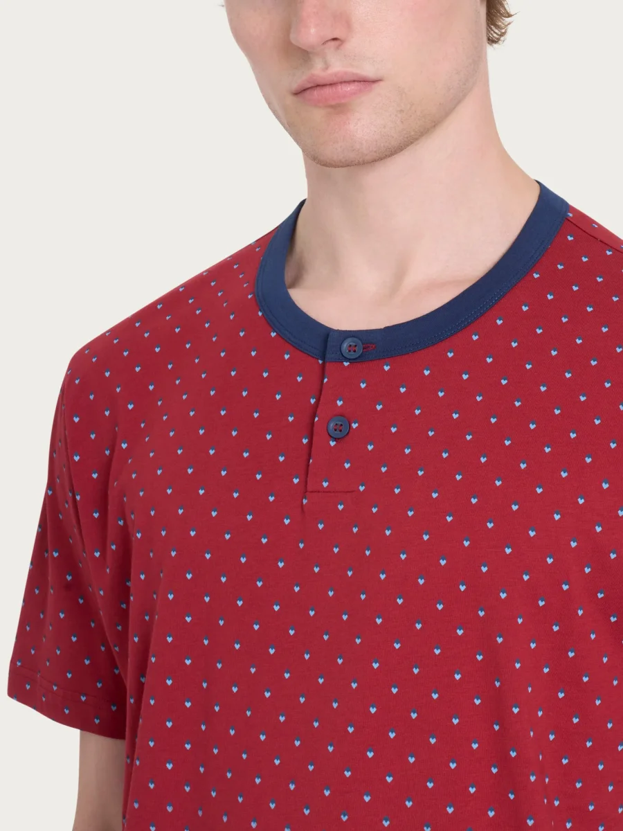 Pigiama corto a serafino con stile geometrico in Jersey di Cotone 58-60 - Fant. Biking Red - immagine 4