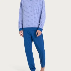 Pigiama a serafino con stile geometrico in Jersey di Cotone 44-56 - Fant. Purple Impression