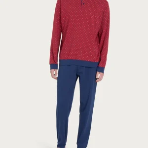 Pigiama a serafino con stile geometrico in Jersey di Cotone 44-56 - Fant. Biking Red