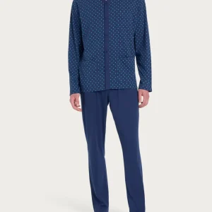 Pigiama lungo aperto con stile geometrico in Jersey di Cotone 58-60 - Fant. Naval Academy