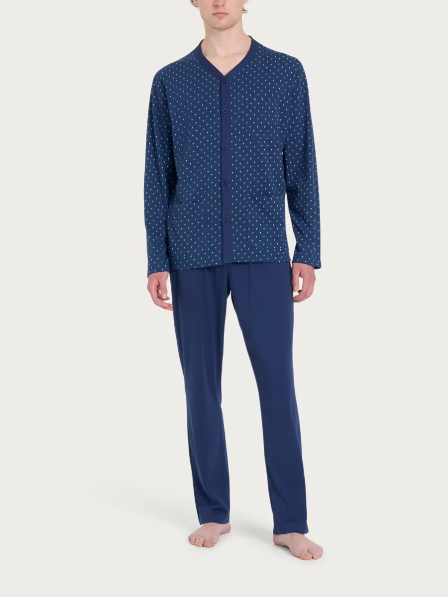 Pigiama lungo aperto con stile geometrico in Jersey di Cotone 58-60 - Fant. Naval Academy - immagine 2