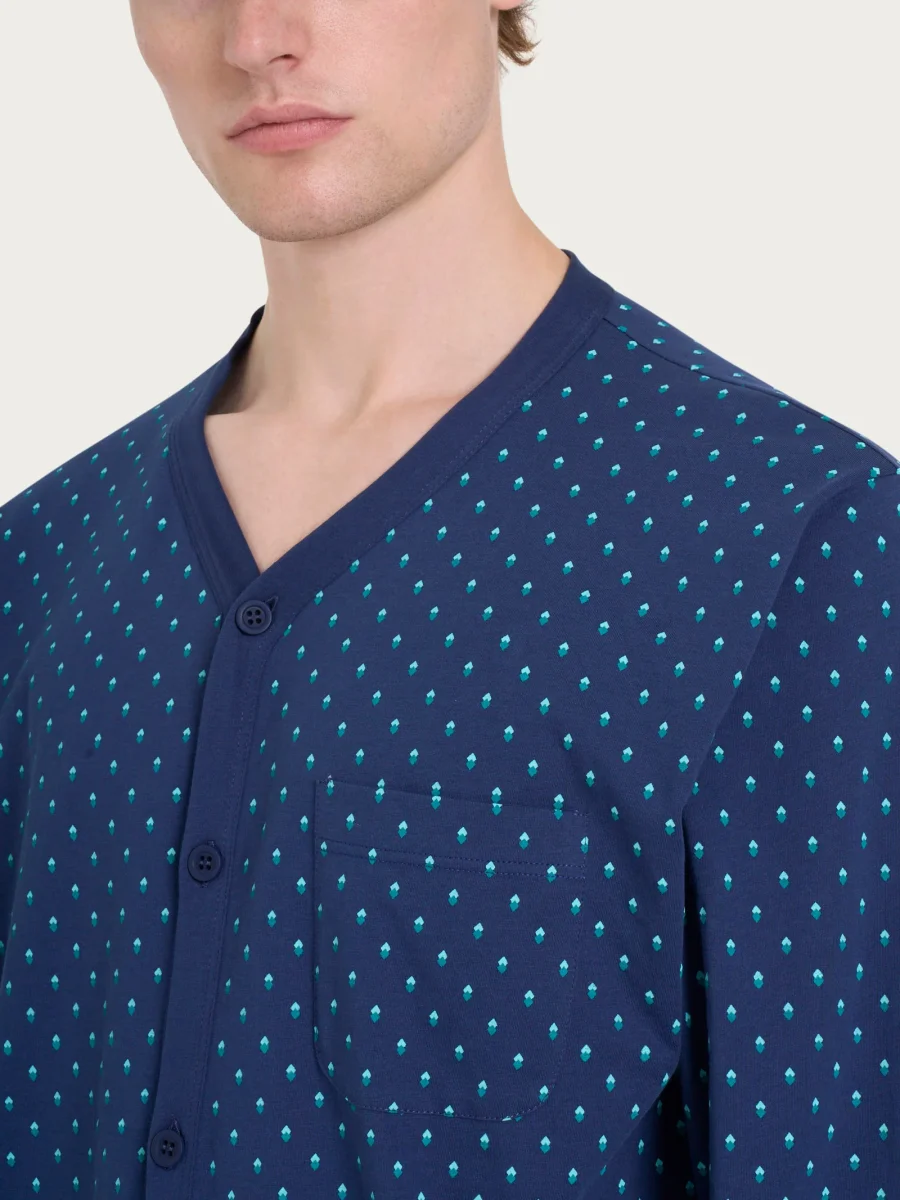 Pigiama lungo aperto con stile geometrico in Jersey di Cotone 58-60 - Fant. Naval Academy - immagine 4