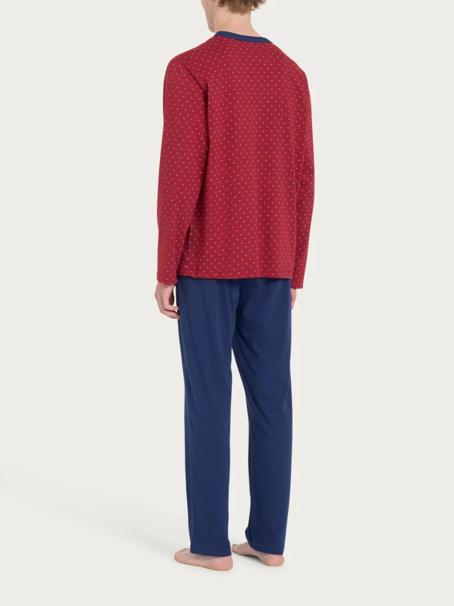 Pigiama lungo aperto con stile geometrico in Jersey di Cotone 58-60 - Fant. Biking Red - immagine 3