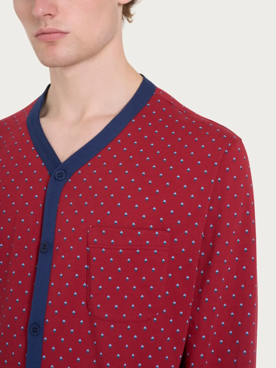 Pigiama lungo aperto con stile geometrico in Jersey di Cotone 58-60 - Fant. Biking Red - immagine 4