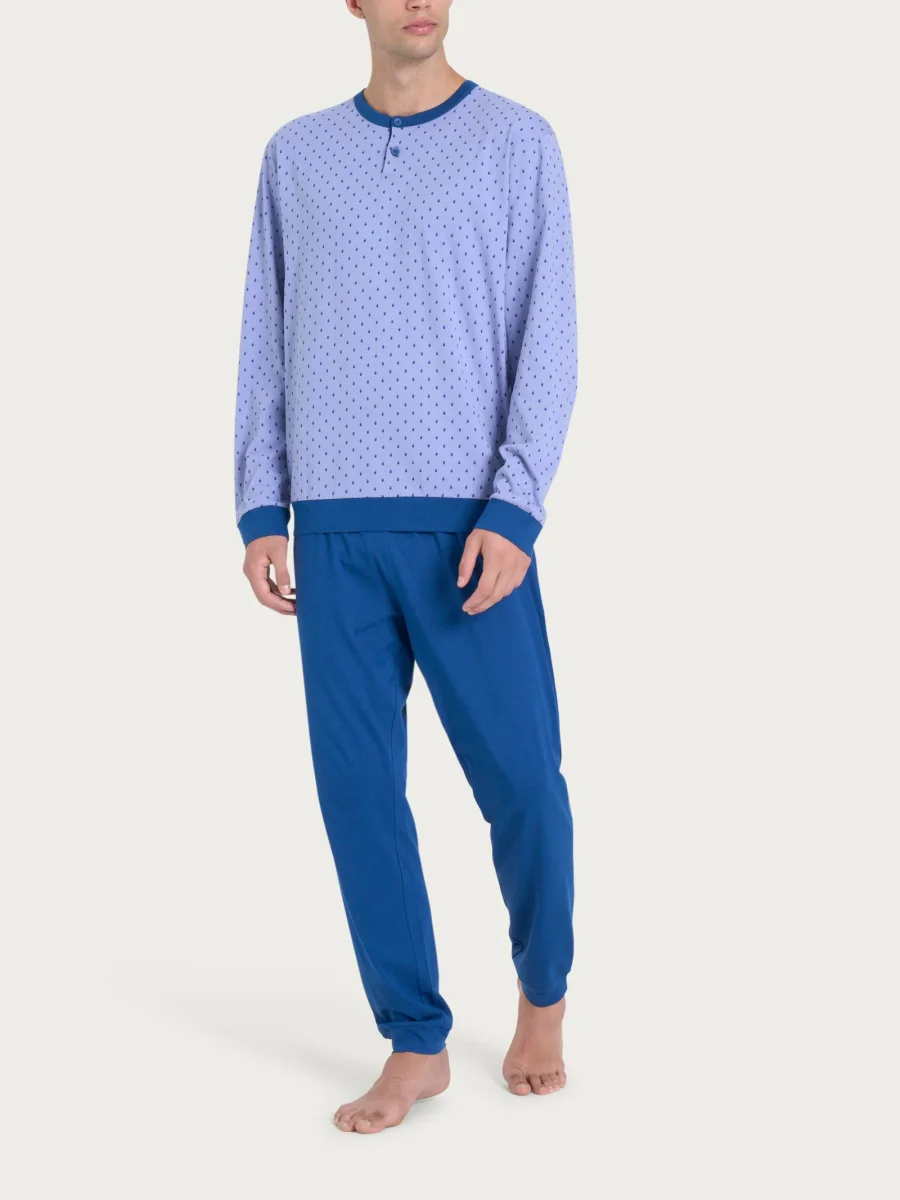 Pigiama a serafino con stile geometrico in Jersey di Cotone 58-60 - Fant. Purple Impression