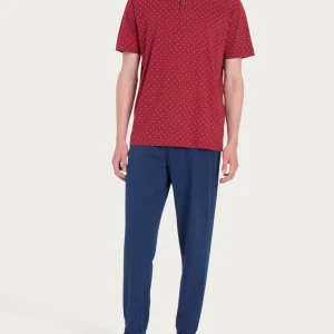 Pigiama trittico con stile geometrico in Jersey di Cotone - Fant. Biking Red