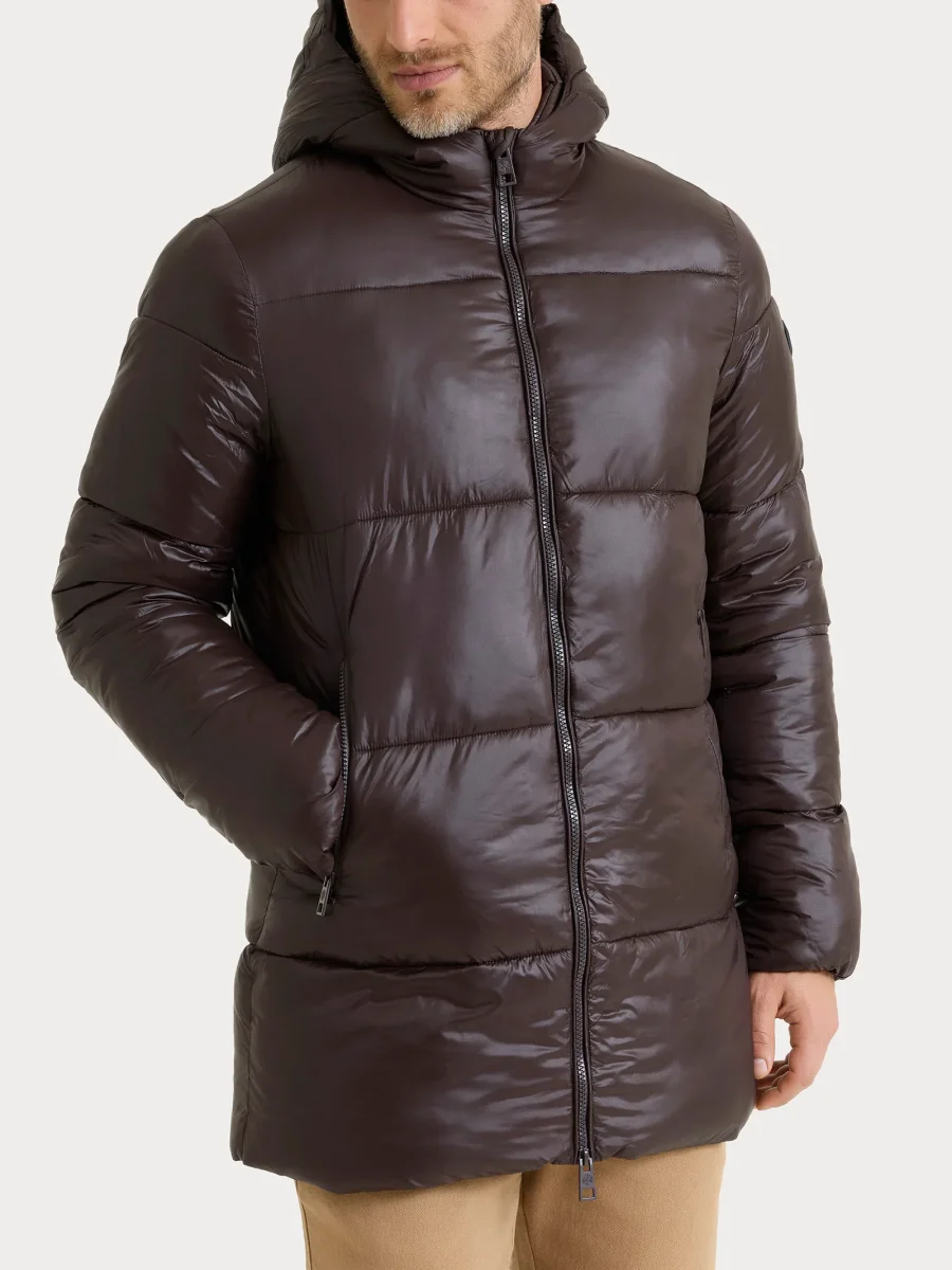 Piumino shiny con cappuccio in Vegan Down - Chocolate Torte